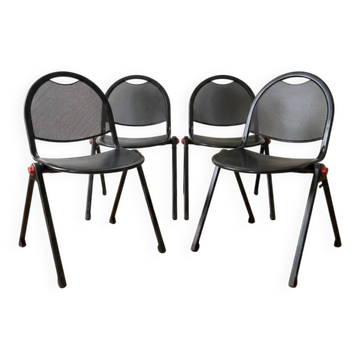 Lot de 4 chaises design industriel en acier noir