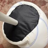 Pair of vintage white swivel armchairs in tulip style.