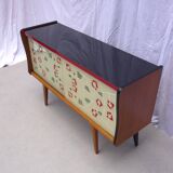Vintage sideboard with 2 sliding glass doors