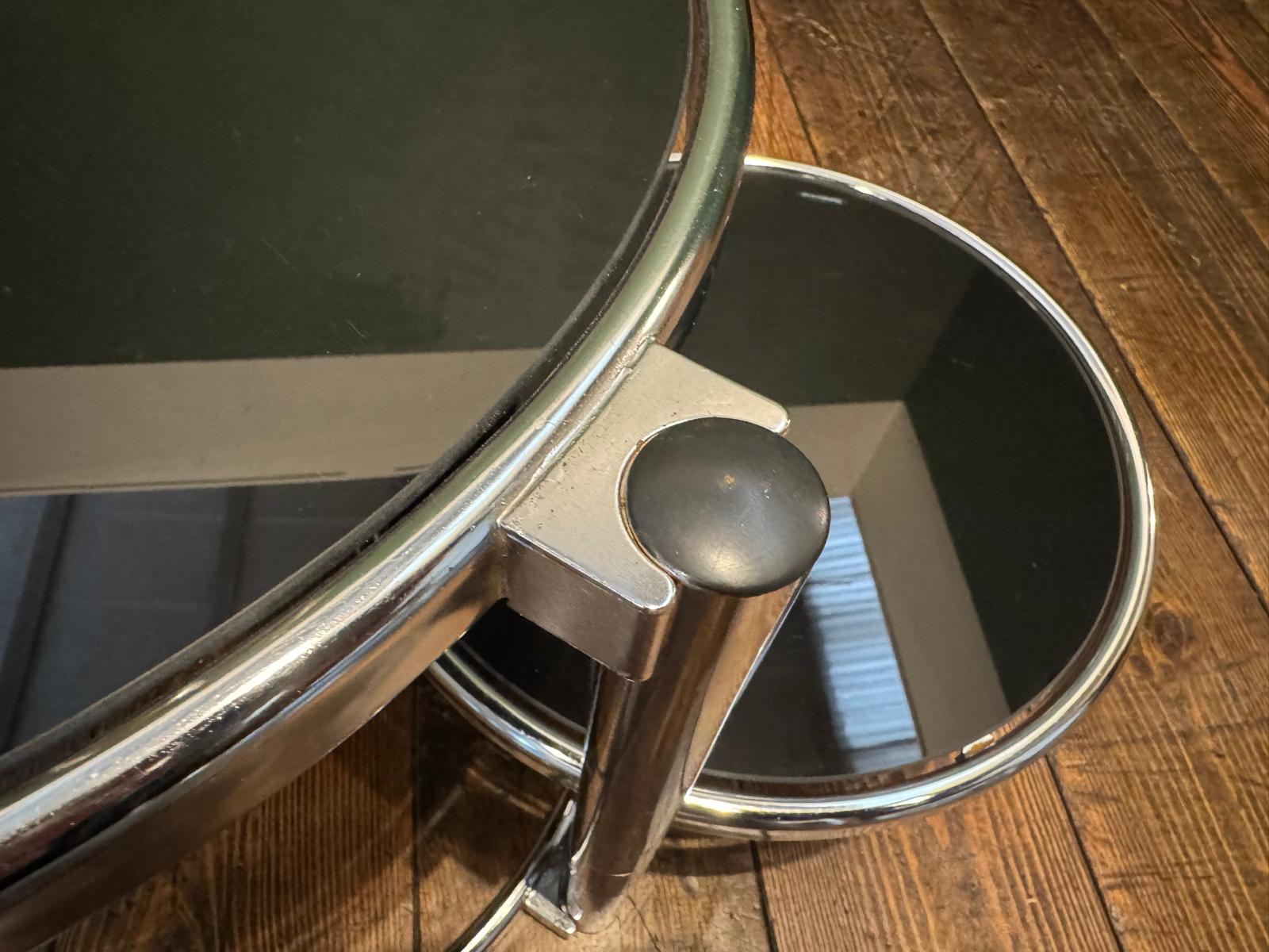 Vintage smoked glass and chrome side table