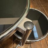 Vintage smoked glass and chrome side table