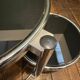 Table d’appoint vintage en verre fumé et chrome