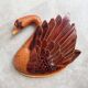 Unique large vintage wicker & rattan swan wall hanging basket
