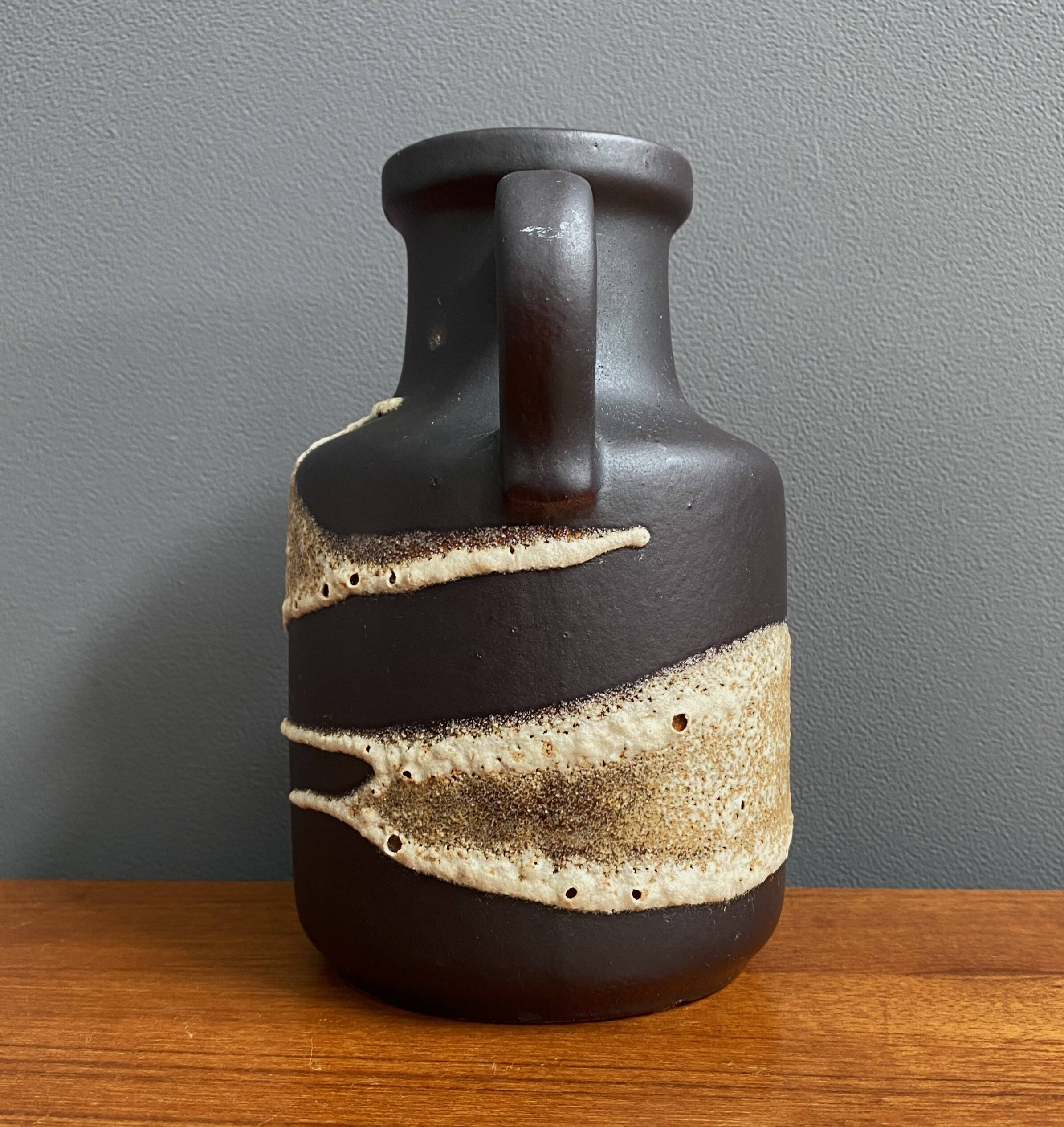 Brown fat lava vase by Scheurich model 414-16 West-Germany 1970s