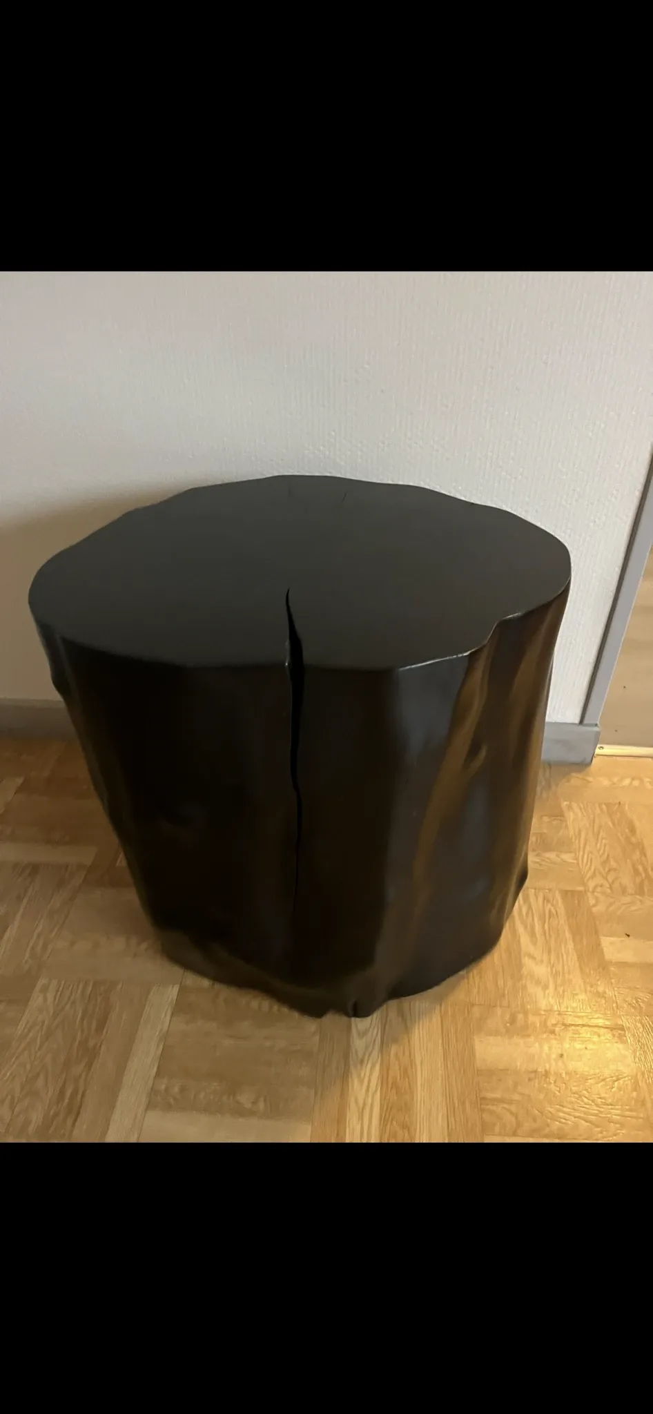 Black solid wood side table