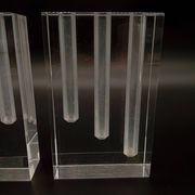 Duo Vase Bloc Résine Lucite Triple Cheminée Plexiglas Design Postmoderne