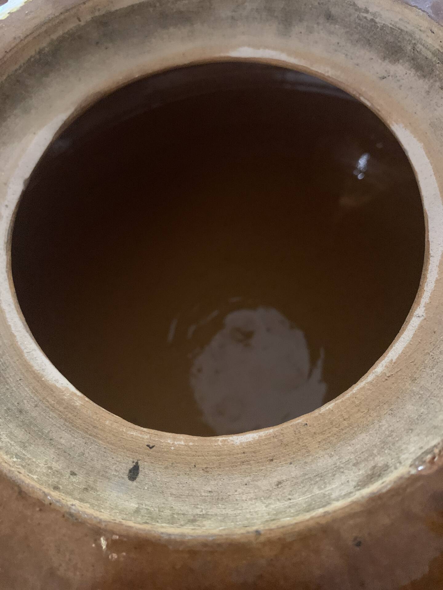 Ancienne marmite en grès émaillé Digoin France n°2 avec son couvercle