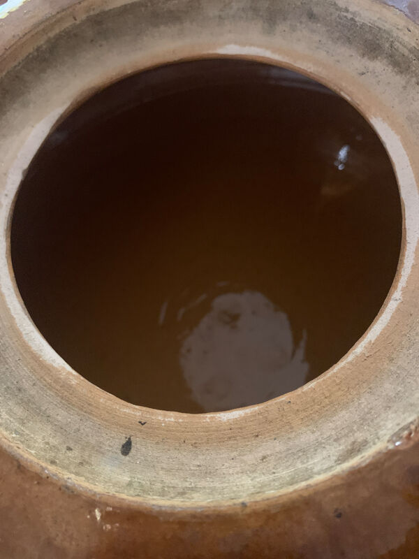 Ancienne marmite en grès émaillé Digoin France n°2 avec son couvercle