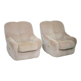 Pair of armchairs "space age". Beige corduroy velvet. France, circa 1970