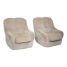 Pair of armchairs "space age". Beige corduroy velvet. France, circa 1970