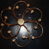 Mid century two-tier brass spiral 12 light chandelier by Helestra, 1970