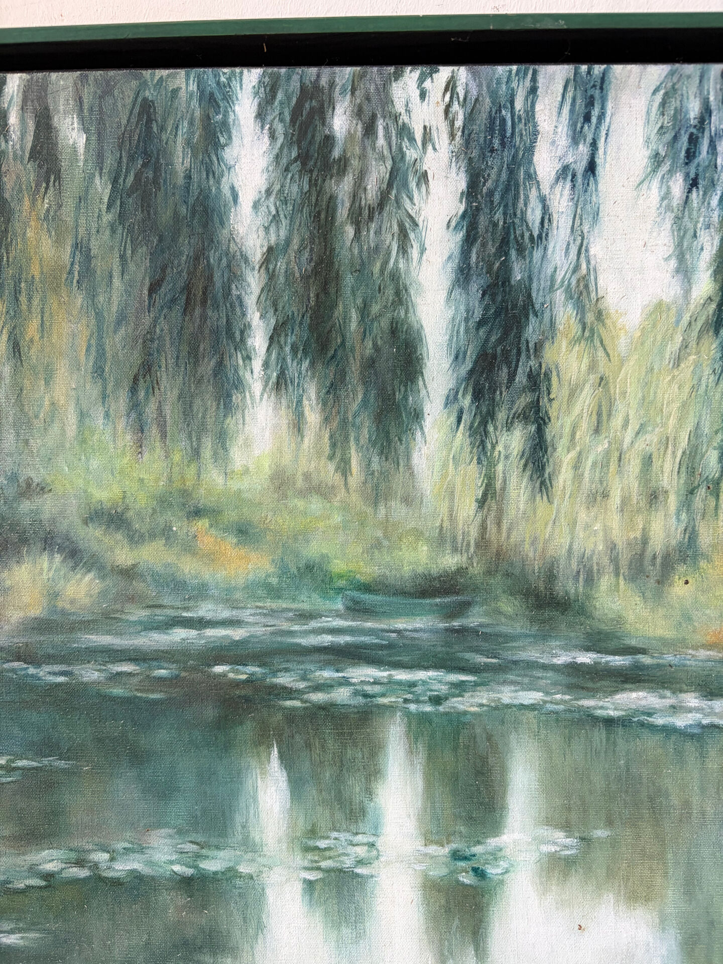 Huile sur toile "Lac aux nénuphars" signée