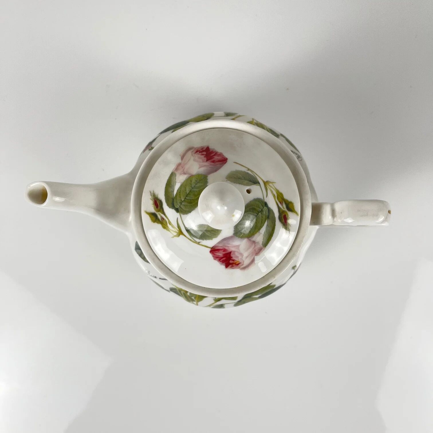 Redouté rose teapot, Roy Kirkham, England, 1996