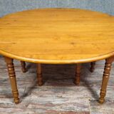 Large six-legged table in Louis Philippe style made of poplar from the 20th century.