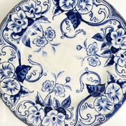 Set of 6 dessert plates in ironstone "Flora" – Creil et Montereau, 19th century, blue
