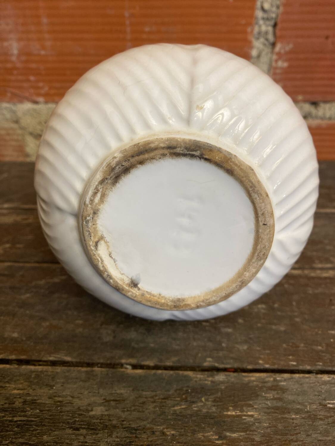 Vintage White Ceramic Flower-Shaped Vase France