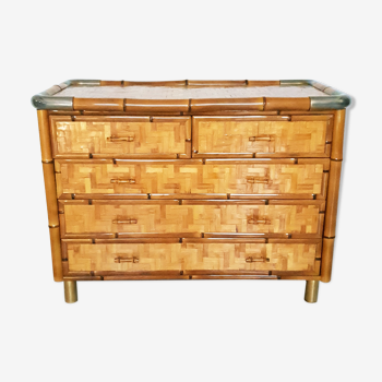 Dresser Italian marquetry, bamboo and brass
