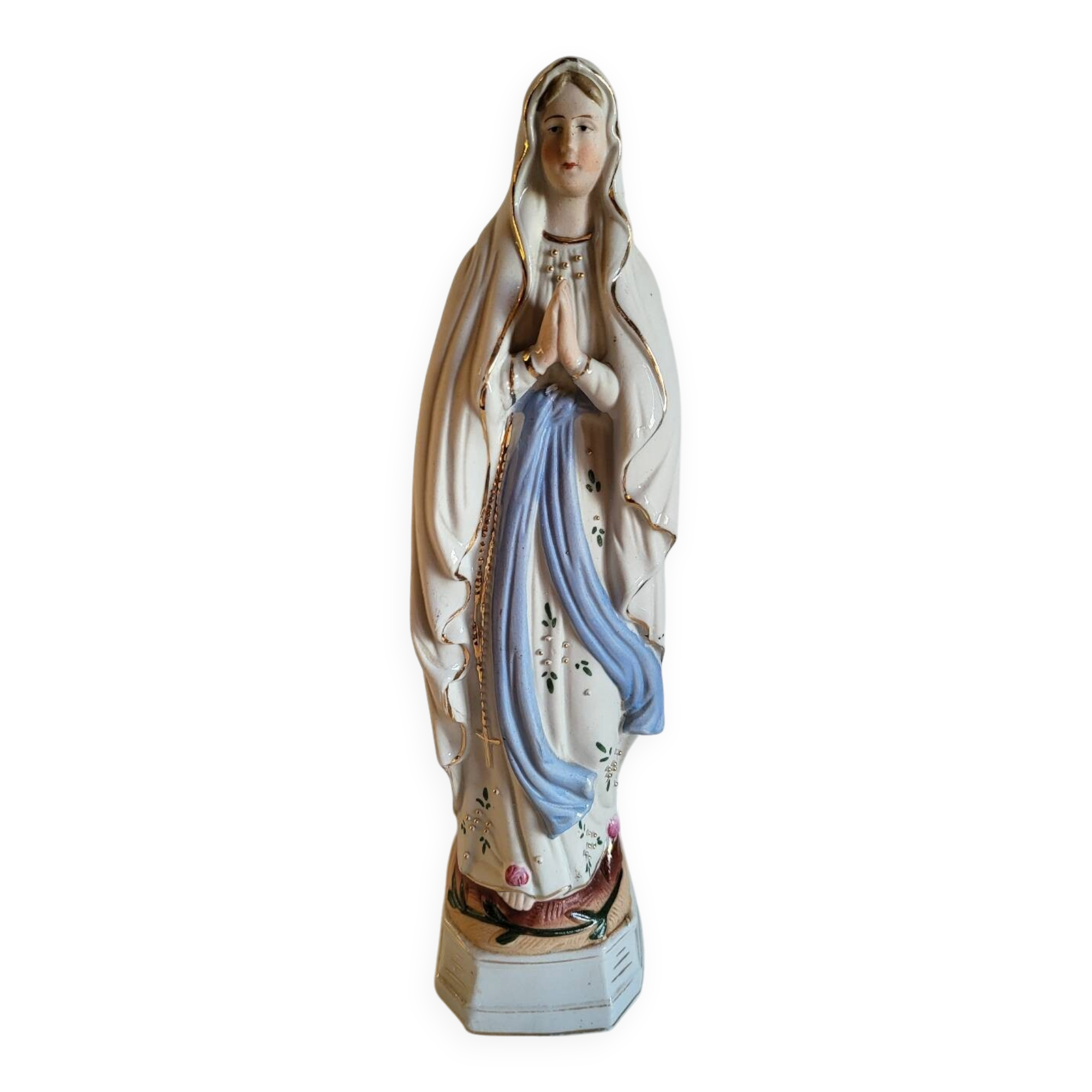Religious Statuette of the Virgin Mary in Biscuit Porcelain