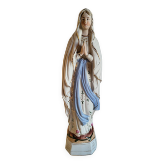 Religious Statuette of the Virgin Mary in Biscuit Porcelain