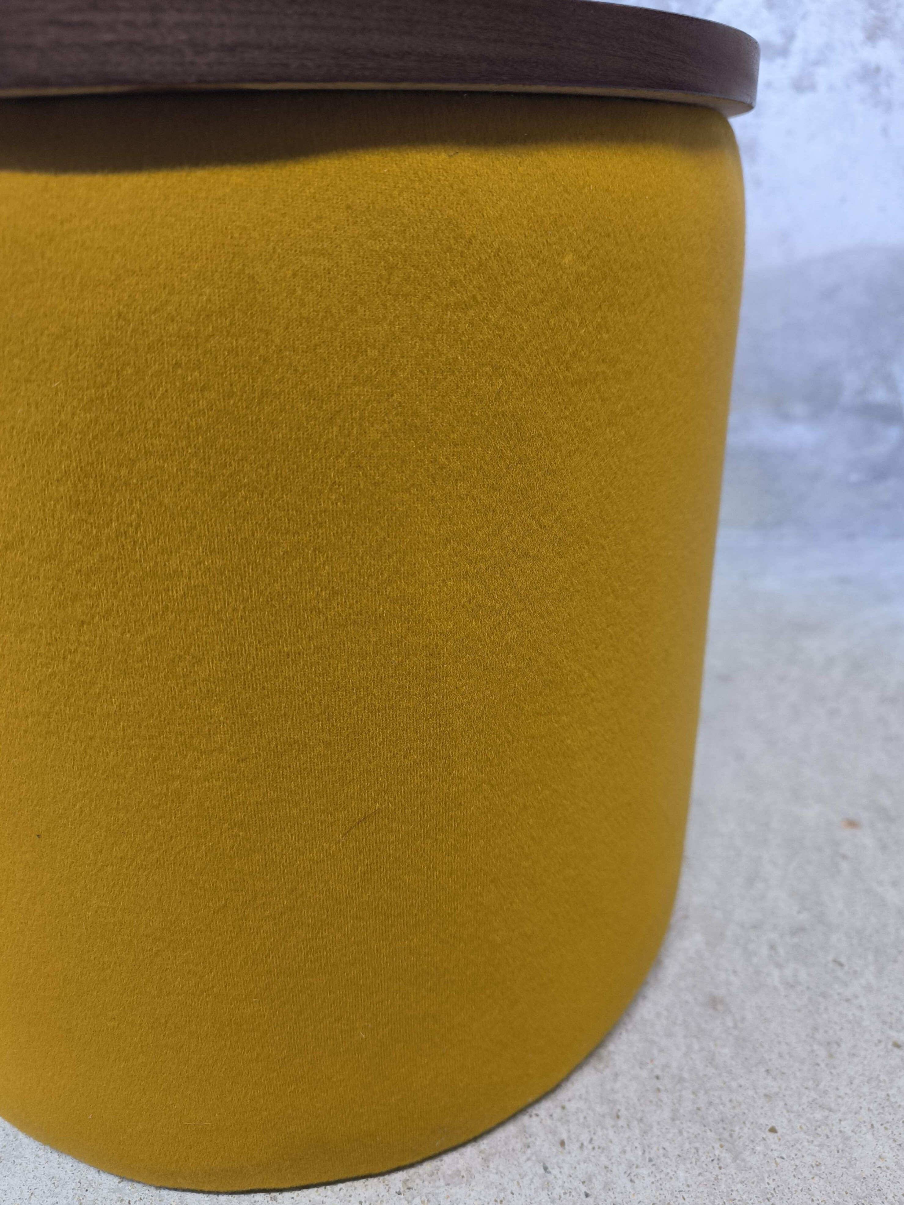 Vintage fabric and teak side table.