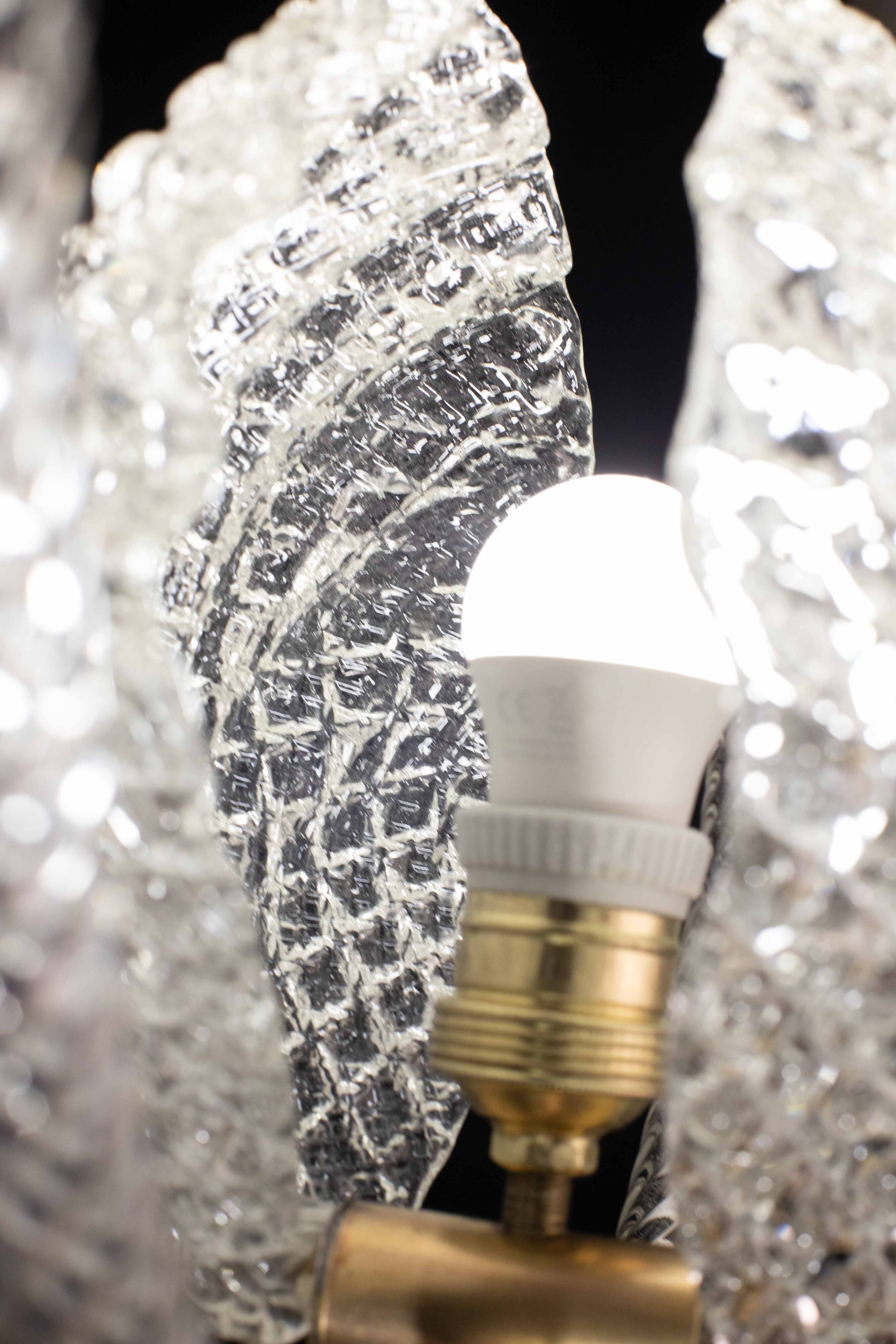 Midcentury Shell Trasparent Murano Glass Chandelier by Barovier e Toso, 194