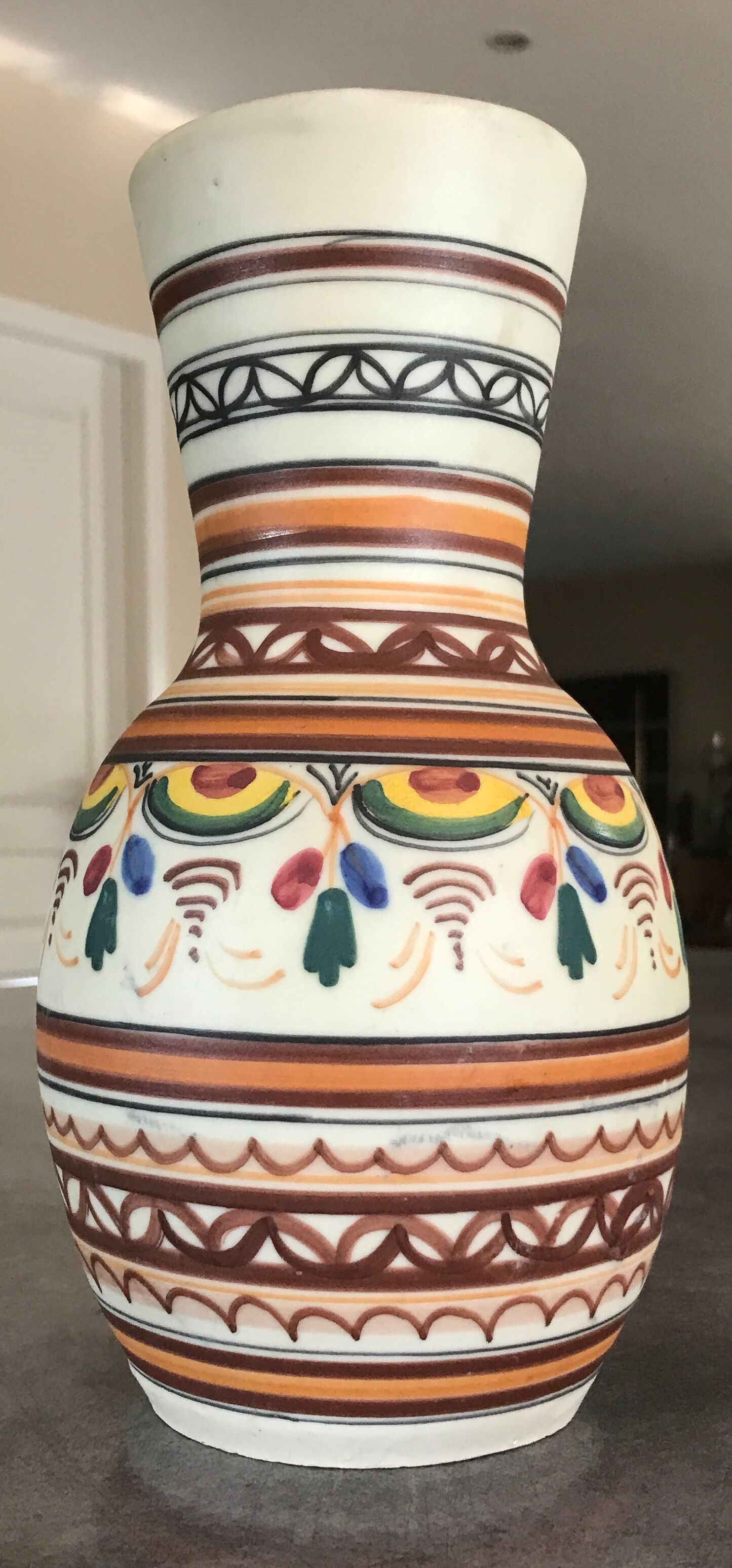 Vase pottery decorative porcelain stoneware decoration of painting polychrome hand 24 cm