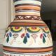 Vase poterie décorative en grès  cérame décor de peinture polychrome main 24 cm