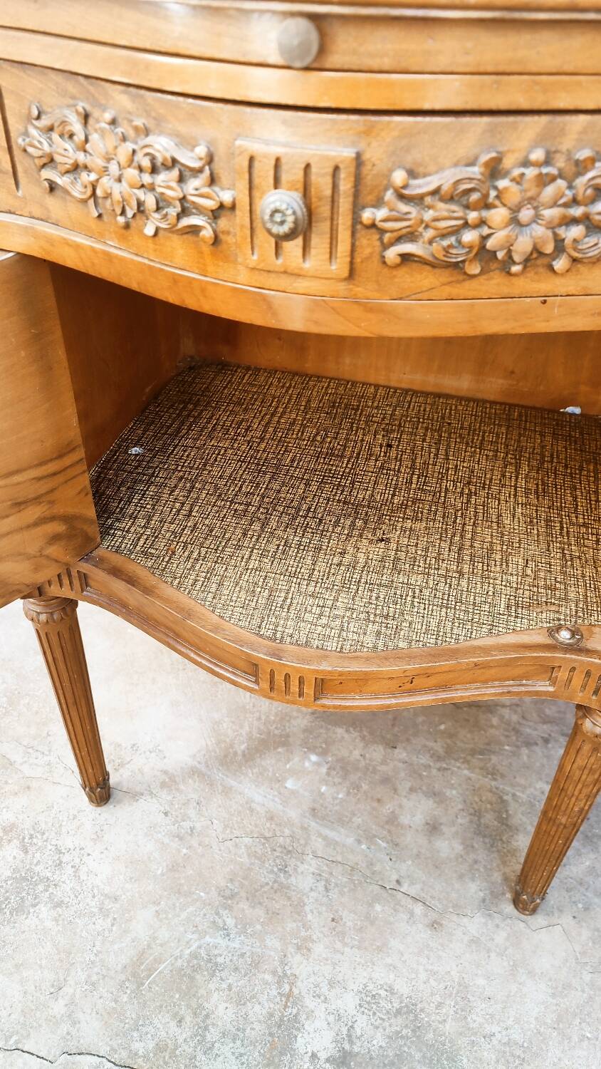 Pair of walnut crossbow chests of drawers