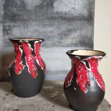 Duo of ceramic vases foams Fat Lava vintages