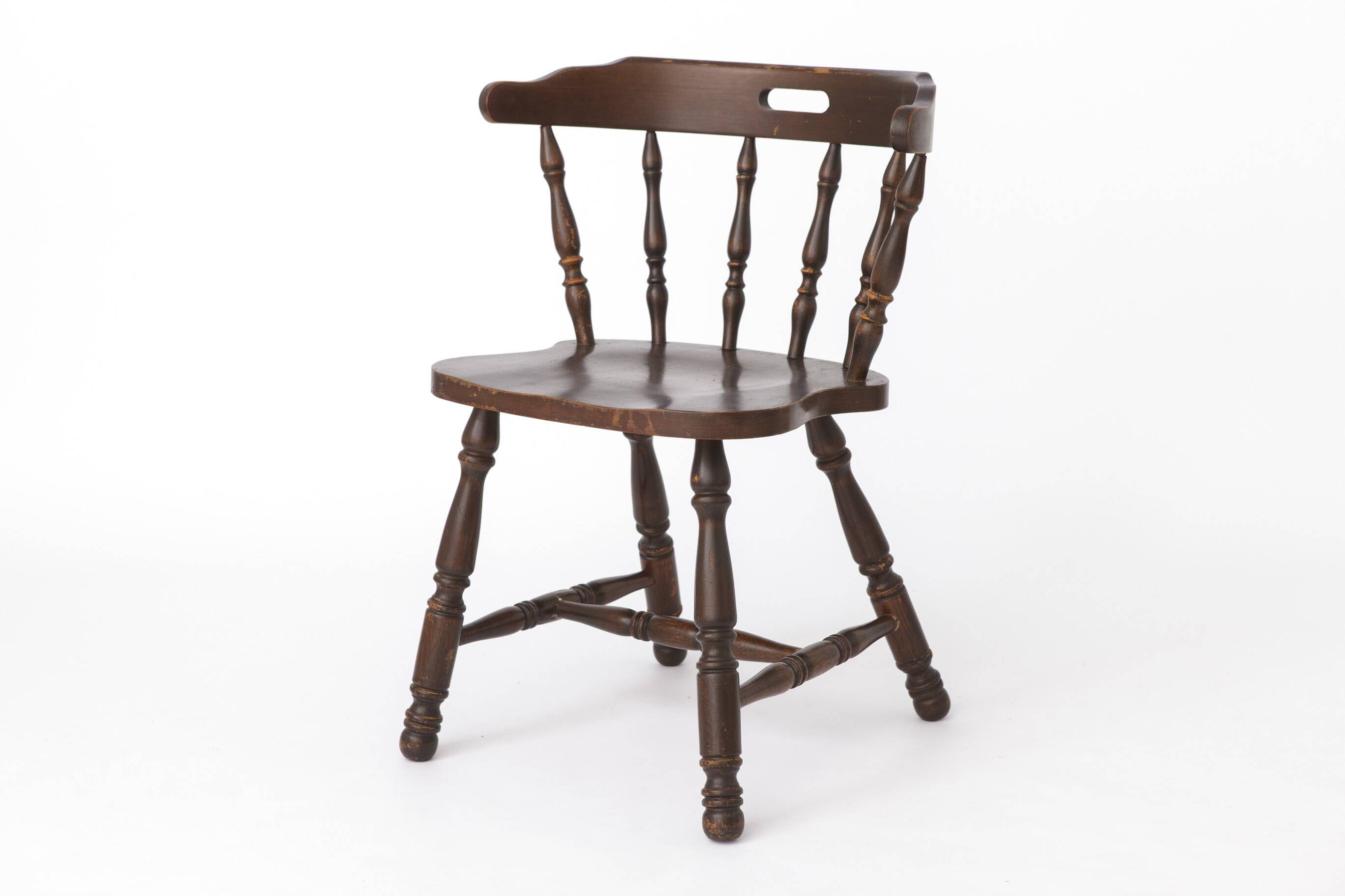 Vintage Western Style Wooden Chair, 1950s–1960s German Rustic Beechwood