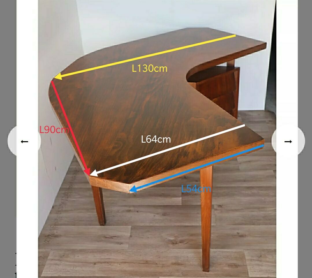 Vintage desk "Boomerang" solid wood 1950