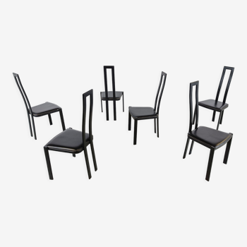 Ensemble de 6 chaises de salle à manger italiennes postmodernes, années 1980