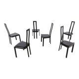 Set of 6 italian post modern dining chairs, 1980s
