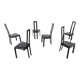 Set of 6 italian post modern dining chairs, 1980s
