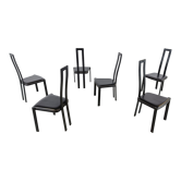 Set of 6 italian post modern dining chairs, 1980s