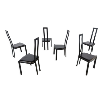 Set of 6 italian post modern dining chairs, 1980s