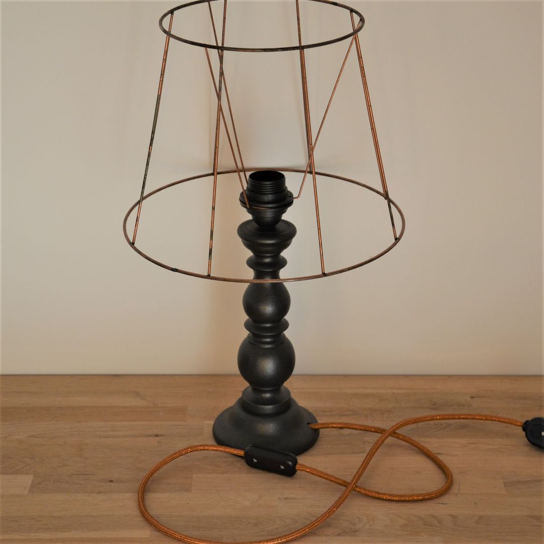 Large black wooden lamp foot turned