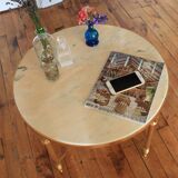 Marble and brass round coffee table