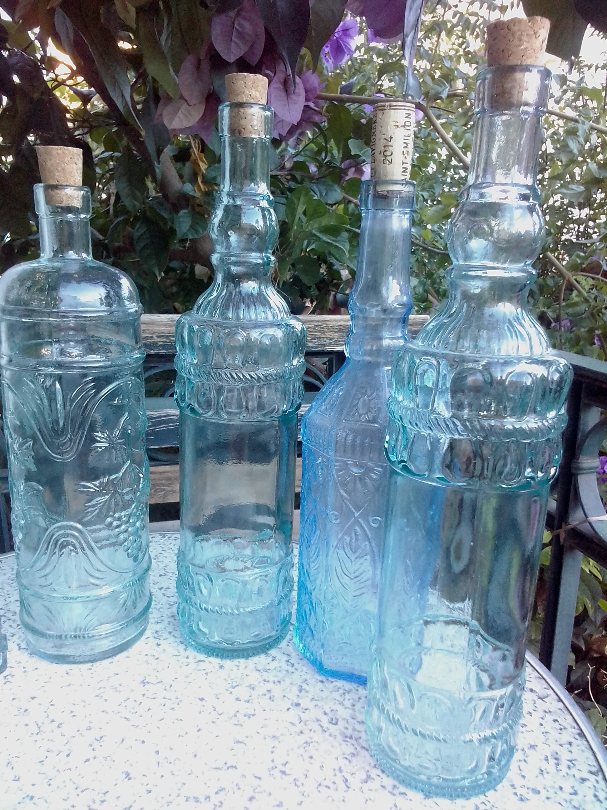 Set of old liquor bottles