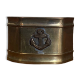 Ancien rond de serviette en laiton, décor ancre marine
