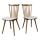 Pair of Baumann Menuet chairs, Honey patina, White skai seat