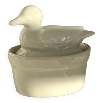 Petite terrine canard vintage porcelaine blanche