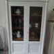Showcase, old weathered vessel pearl gray, 2 glass doors.