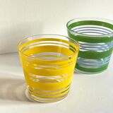 Pair of VINTAGE Silkscreened Glass Plant Pots