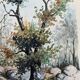 Watercolor painting "On the edge of the forest" signed MR Bouffard - mid 20th century