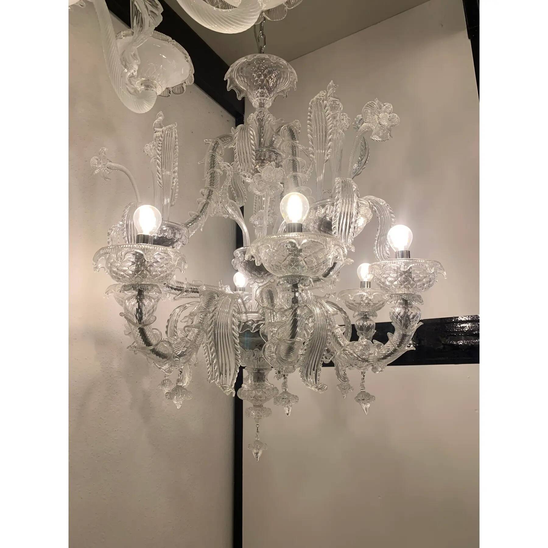 Murano-Style Chandelier in Clear Glass