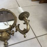 Wall Mirror Sconce Golden Pediment Candle Holder Chandelier France Louis Style