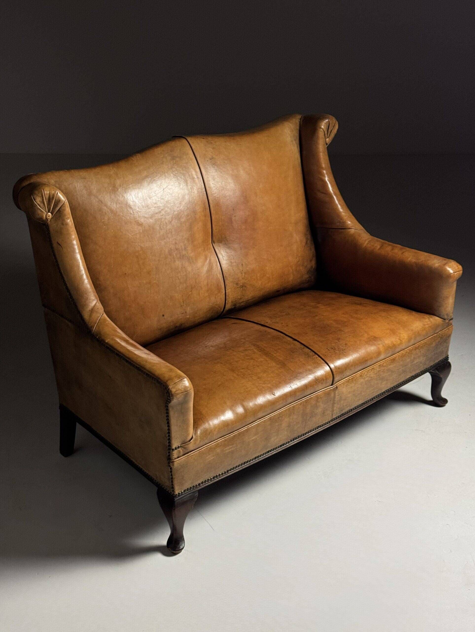 Sheepskin leather classic sofa bench