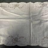 Old embroidered cotton table runner - circa 1900 - l 105 cm / l 68 cm