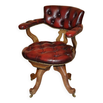 Victorian Chesterfield leather captain's chair